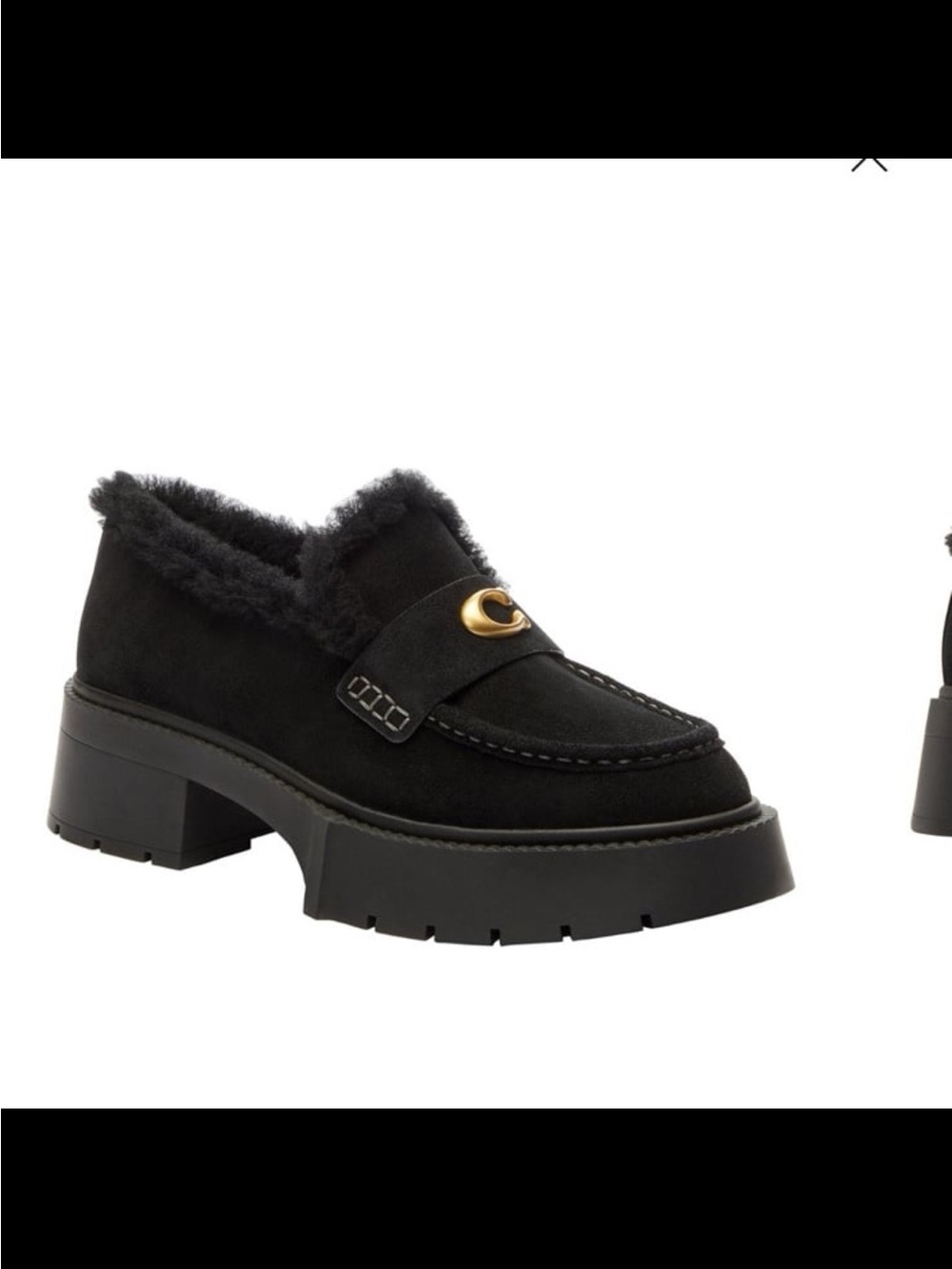 NWB coach women’s Leah slip in platform loafers black suede size 7.5